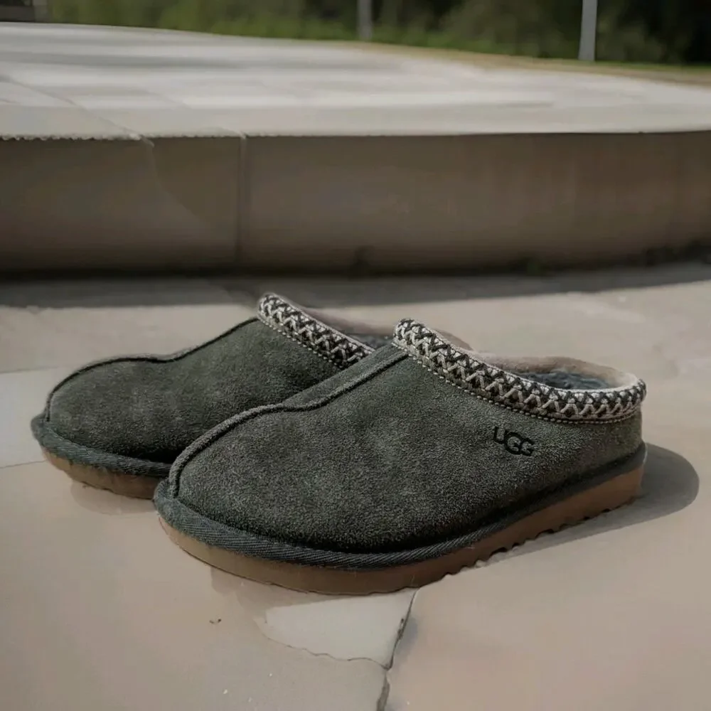 UGG Kids Tasman Slipper Green Suede Shoes Size 4 Youth / EU 36 / Sz 6 Women's